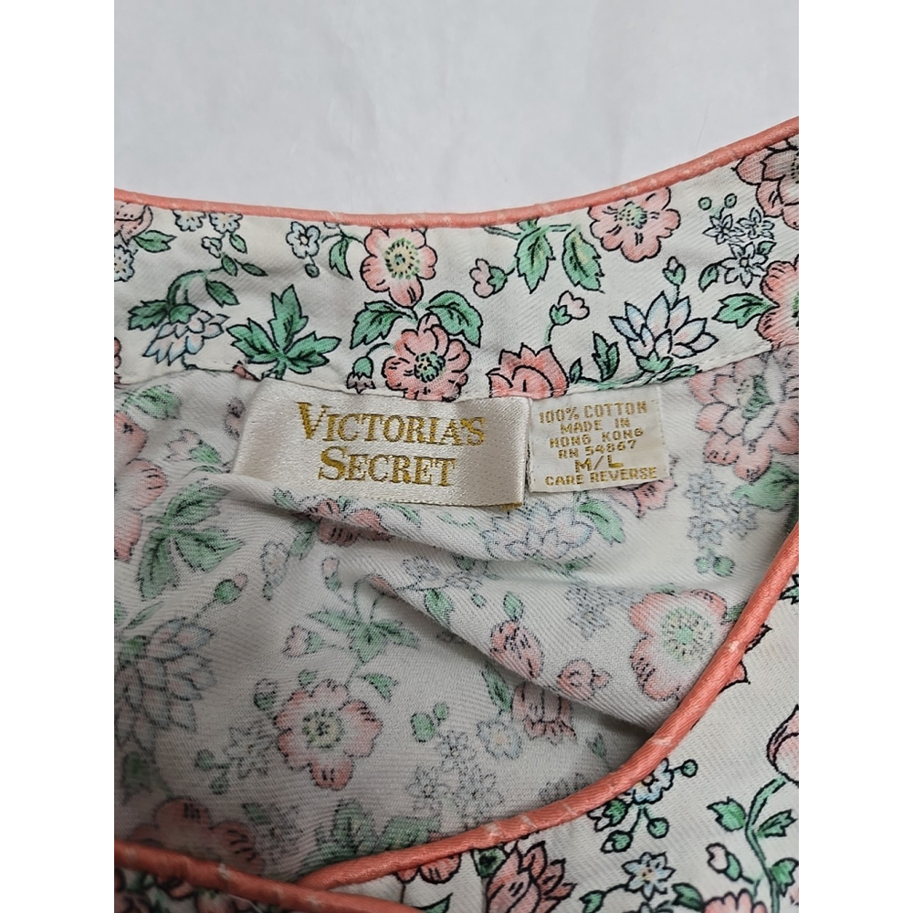 Victoria's Secret Women's Vintage Pink and Green Floral Nightgown Size M/L - Picture 4 of 5